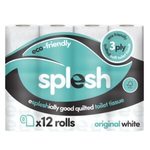 Splesh Toilet Roll, Soft & Quilted Eco-Friendly, White, 12 Rolls