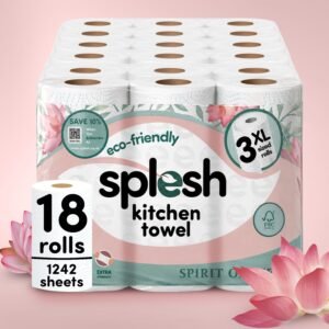 Splesh Kitchen Towel, 3 Ply Ultra Absorbent XL Roll, Spirit of Tera, 18 Rolls